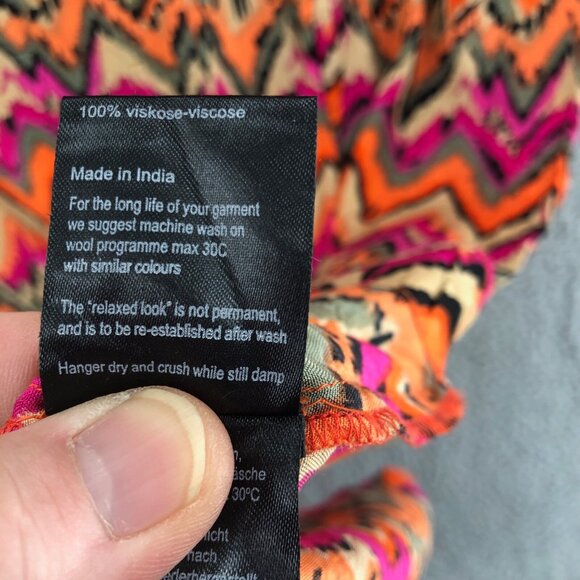 Masai Dress Womens Extra Large Pink Zig Zag Short Sleeve Lagenlook Knee Pockets - Picture 7 of 10